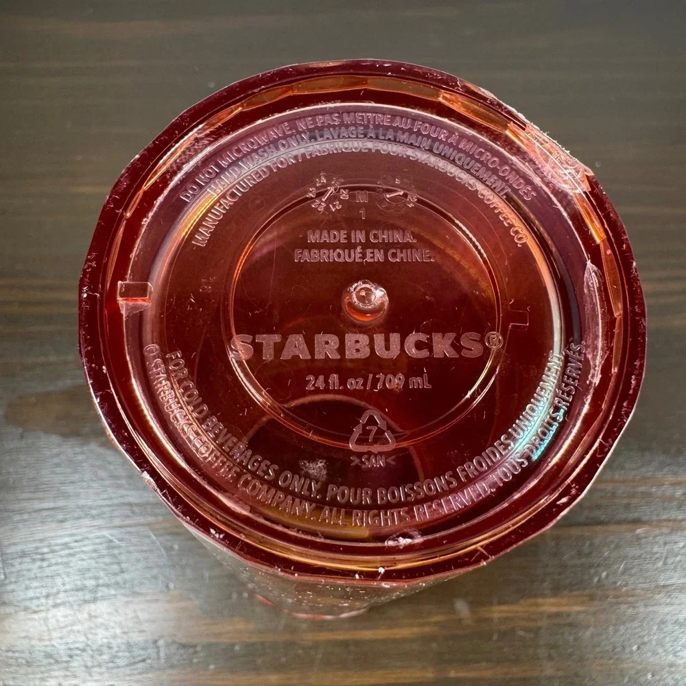 Starbucks Iridescent Sunset Orange Pleated Venti Tumbler 24oz Cold Cup Plastic